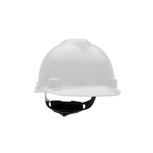 MSA 477477 V-Gard Cap Style Safety Hard Hat With Fas-Trac III Ratchet Suspension | Polyethylene Shell, Superior Impact Protection, Self Adjusting Crown Straps - Small Size in White