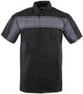 Milwaukee Leather MDM11672 Men’s Grey-Black Mechanic Work Shirt w/Reflective Strip - Heavy-Duty Button-Up