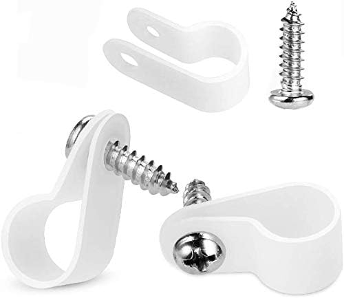 LOKMAN 50 Pack 3/4 Inch Rope Light P-Style Mounting Clips with Compatible Stainless Steel Pan Head Phillips Screws