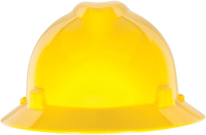 MSA V-Gard Full-Brim Hard Hat with Suspension - Polyethylene Shell, Superior Impact Protection and Self Adjusting Crown Straps - Standard Size Hard Hat