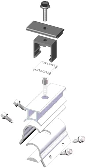 MageBracket RL Mid Clamp Mounting Kits for R-Panel Trapezoidal Metal Roof Solar Panel Module Mounting Racking Installation