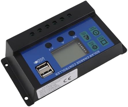 Solar Controller 50A PWM 12V 24V Auto with LCD Display Industrial Controller Advanced 3-Stage Charging and Multiple Protections for Safe Efficient Solar Power Management