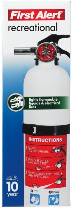 First Alert REC5 Recreation Fire Extinguisher, UL Rated 5-B:C, White, 1-Pack