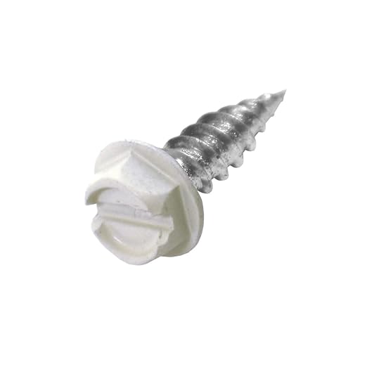 Malco 7X1/2 White Zip-in Self-Piercing Screws | 1/4" Slotted Hex Washer Head Sheet Metal Screws | Fast & Easy Piercing | Zinc Plated (1000 Count)