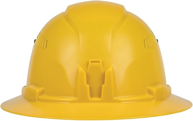 Klein Tools 60262 Hard Hat, Vented, Full Brim Style, Padded Self-Wicking Odor-Resistant Sweatband, Yellow