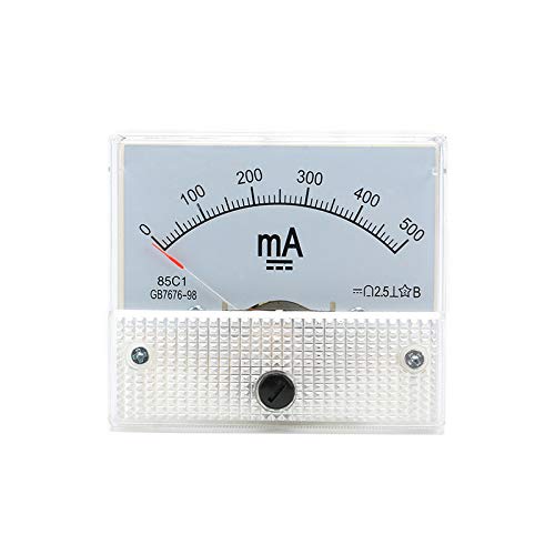 85C1 DC Pointer Ammeter Analog Meter 500MA Rectangle Panel Mounted Current Meter Ammeter Tester 0-500 mA DC 85C1 65 * 56MM 2.5 Accuracy