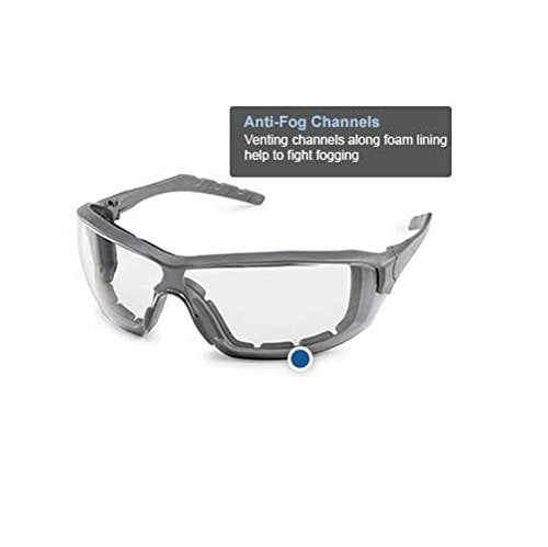 Gateway Safety 22GY0F Silverton Temple Version Safety Glass, Gray Frame- Clear in/Out Mirror FX2 Anti-Fog Lens