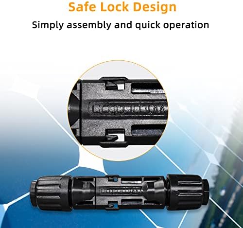 10AWG Solar Panel Connectors IP68 Waterproof 1500V 70A Solid Tinned Copper Terminal Black 5 Pairs for Solar PV Cable(6mm²)