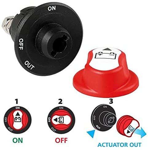 Jtron Battery Disconnect Switch Max.32V DC 100A Cont 150A INT Battery Switches for Boatsh for Car Off-Road Vehicle Truck Boat RV Marine(ON-OFF-OUT/100A)