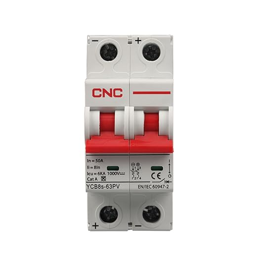 CNC DC Miniature Circuit Breaker, 2 Pole 1000V 32 Amp Isolator for Solar PV System, Thermal Magnetic Trip, DIN Rail Mount DC Disconnect Switch (32 Amp)