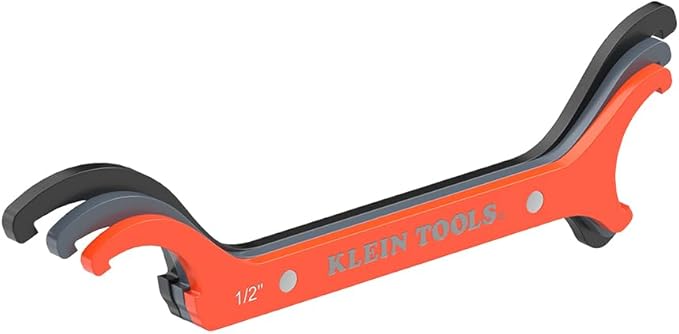 KLEIN TOOLS 50901R Conduit Locknut Wrench Set, 1/2, 3/4 and 1-Inch, Straight Compact Alloy Steel Design Tightens and Loosens Locknuts in Tight Spaces, 3-Piece
