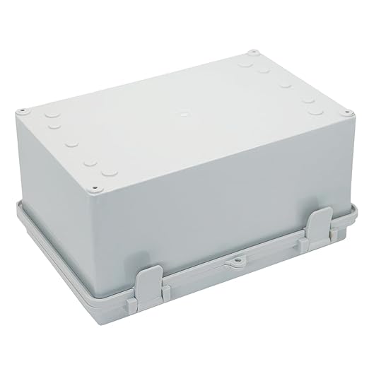 Waterproof Outdoor Electrical Box Junction Box Weatherproof IP67 ABS Plastic Enclosure Switch Router Project Box with 2 Cable Glands Grey 11.4"x7.5"x5.5"