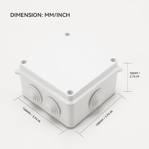 Electrical Junction Box IP65 Dustproof Waterproof ABS Plastic Project Enclosure for Electronics 3.9 x 3.9 x 2.8 inch(100 x 100 x 70 mm)