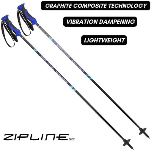 Zipline Lollipop 14.0 Graphite Carbon Composite Ski Poles – Lightweight, Durable, All-Mountain – Ergonomic Grip, Vibration Dampening, Ideal for Groomers and Freestyle. Choice of Skiers