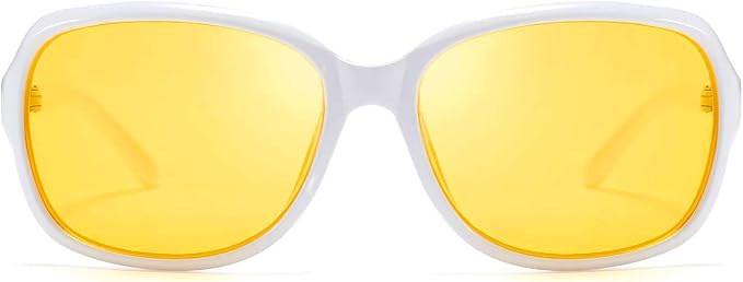 FEISEDY Classic Womens Night Glasses Driving Anti Glare Wrap Around Yellow Sunglasses B2548