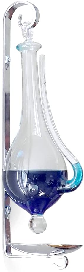 Ambient Weather B1025C Antique Storm Glass Wall Mount Liquid Barometer with Drip Cup