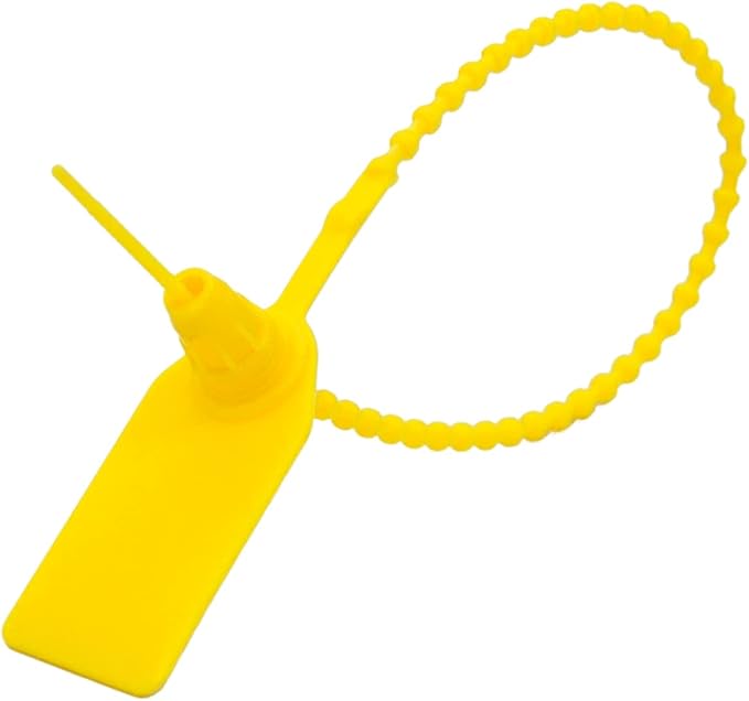 100 Pcs Fire Extinguisher Tags,Security Retail Anti-Theft Self-Locking Shoe Tag,Anti-Tamper Disposable Plastic Seals 250mm Length (Yellow)