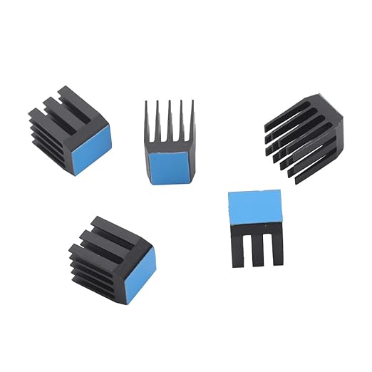 20PCS Black Aluminum Heat Sink with Thermal Conductive Adhesive Tape, 9×9×12mm Heatsink Cooler for Cooling VRM GPU Stepper Driver MOSFET VRam Regulators