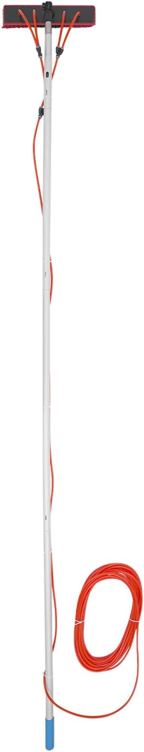 Solar Panel Cleaning Brush & Squeegee Kit, 9.84ft Long Reach Extendable Water Fed Pole Kit, Water Fed Window Cleaner Tool with 14" Brush, for Window Outdoor Roof Cleaner Kit (9.84FT Long)