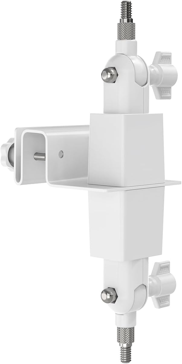 Holicfun 2-in-1 Gutter Mount for Ring, Arlo, and Cameras & Solar Panels with 1/4"-20 Screw Hole - White