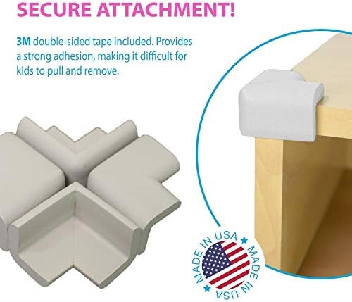 Kidkusion Corner Cushions, Off White - 8 Pack | Foam Safety; Table Protector; Furniture Safety; Edge Guard