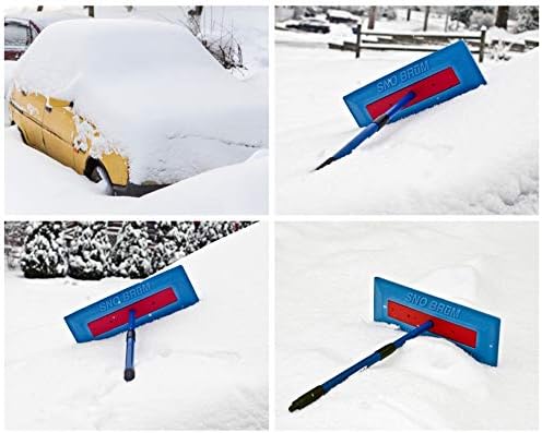 Snow Remover for Cars and Trucks - 28 to 63 Inch Automotive Snow Brush with Foam Head and 4 Piece Handle - Push-Broom Design - No-Scratch Snow Removal - 1 Pack