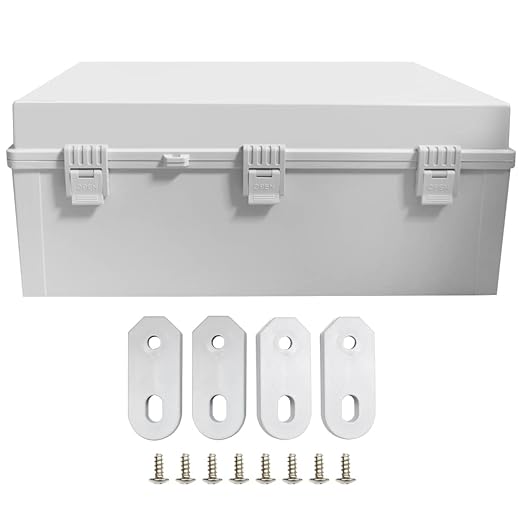 Electric Junction Box Large (19.69 x 15.75 x 7.87) Inches, Waterproof Outdoor Weatherproof Plastic Enclosure Box with Cover for Electronics, Dustproof, Watertight, Heavy-Duty Device Housing