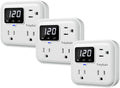Surge Protectors 3-Outlet LED Display Power Strip with Voltage Protector, 80V-140V Refrigerator Surge Protector for TV Computer,Wall Mount,1800J,3 Pack