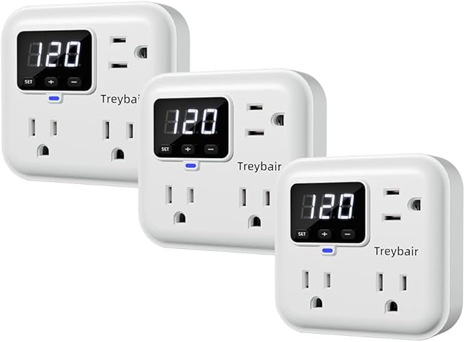 Surge Protectors 3-Outlet LED Display Power Strip with Voltage Protector, 80V-140V Refrigerator Surge Protector for TV Computer,Wall Mount,1800J,3 Pack