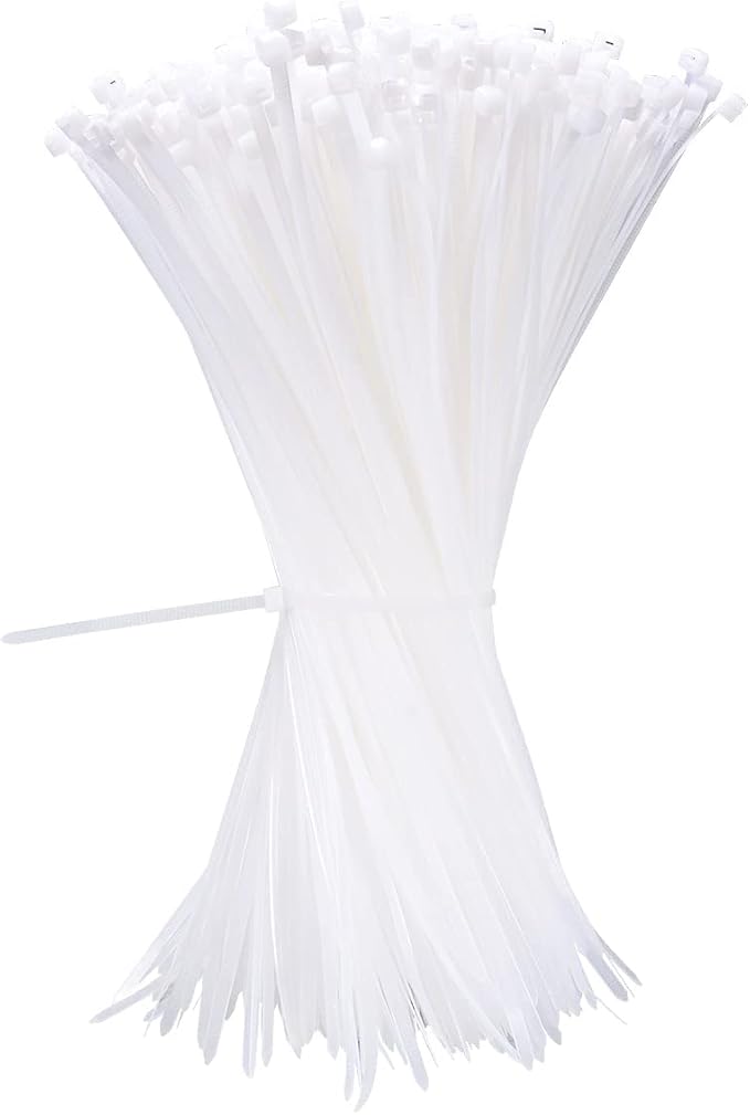 12 Inch White Zip Ties 1000 Pack Bulk, 50 lbs Heavy Duty Nylon Cable Ties, UV Resistant Self Locking Wire Ties for Commercial, Garden, Indoor Outdoor Use