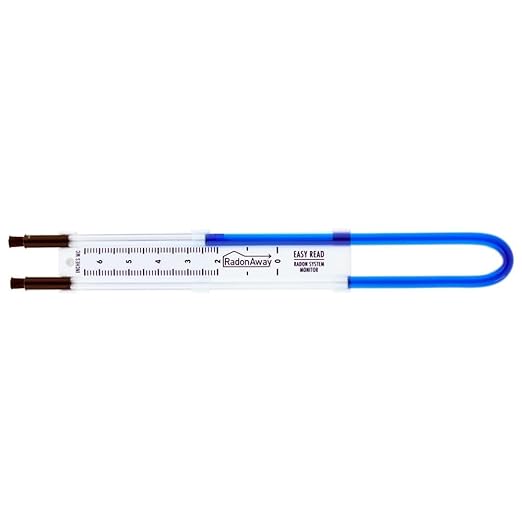 RadonAway® Easy Read Manometer 6.5"-for high Suction Fans Above 4.5" wc (GX4, Gx5, GX5a and Others)