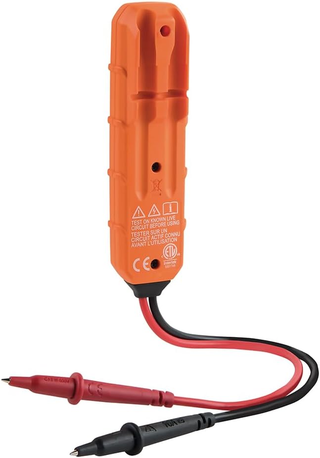 Klein Tools ET45 Digital AC/DC Voltage Tester, 12-240V AC, 32-330V DC, LED Illumination, DC Polarity, Auto Off, CATIII 350V-Class 2-Double Insulation, IP44 Dust & Water Resistant, No Batteries Needed