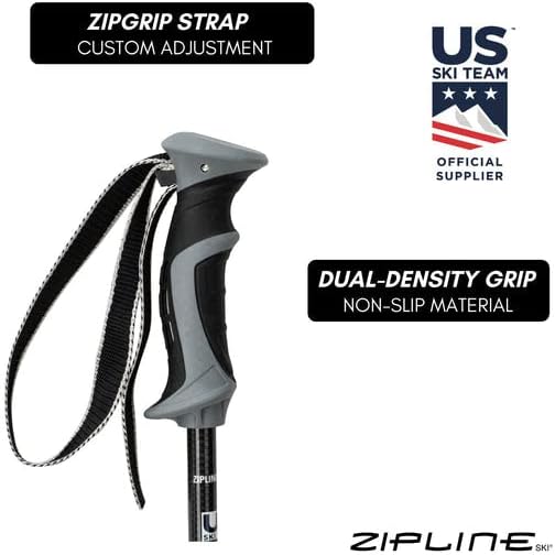 Zipline Lollipop 14.0 Graphite Carbon Composite Ski Poles – Lightweight, Durable, All-Mountain – Ergonomic Grip, Vibration Dampening, Ideal for Groomers and Freestyle. Choice of Skiers