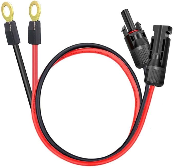 Solar to O Ring Connecter,10AWG 60cm Solar Panel Adaptor Extension Cable,Solar Battery connectors for Solar Generator Inverter Battery Pack Charger
