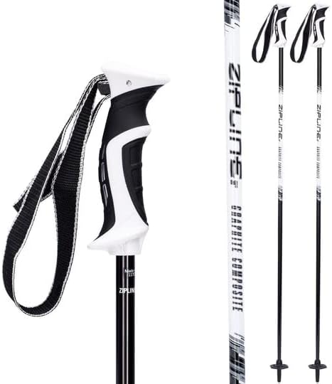 Zipline Lollipop 14.0 Graphite Carbon Composite Ski Poles – Lightweight, Durable, All-Mountain – Ergonomic Grip, Vibration Dampening, Ideal for Groomers and Freestyle. Choice of Skiers