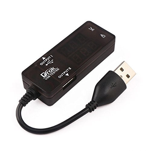 DROK USB Tester, USB-A 2.0 Digital Multimeter Dual USB Output Ports PD QC 3.0 Color LED Display, 7 Modes Capacity Voltage Current Power Voltmeter Ammeter for Laptop Power Bank Solar Panel