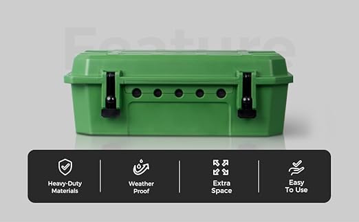 WELKIN Heavy-Duty Outdoor Electrical Box (15.3 * 5.4 * 8.9 inch), IP54 Weatherproof Waterproof Extension Cord Cover, Protect Outlet, Plug, Timer, Power Strip, Holiday Lights (Green)