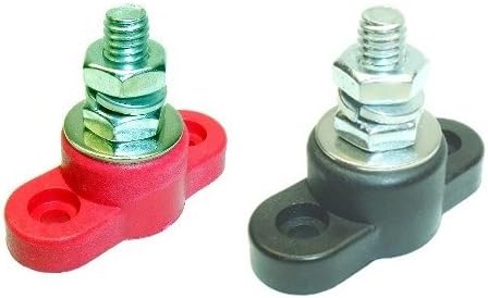 Fastronix 5/16" Stainless Steel Single Stud Power and Ground Junction Block Red and Black