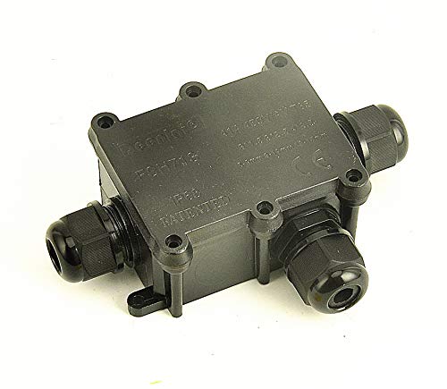 Junction Box Waterproof,Outdoor Junction Box, Waterproof Electrical Junction Box, IP68, 3 Way M20 coaxial Cable Connector Wire Range from 4 to 12mm, Black,