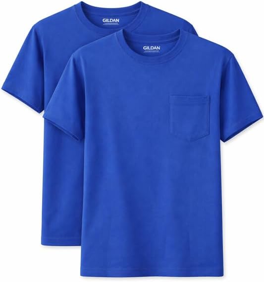 Gildan Unisex Adult DryBlend Workwear T-Shirts with Pocket, 2-Pack