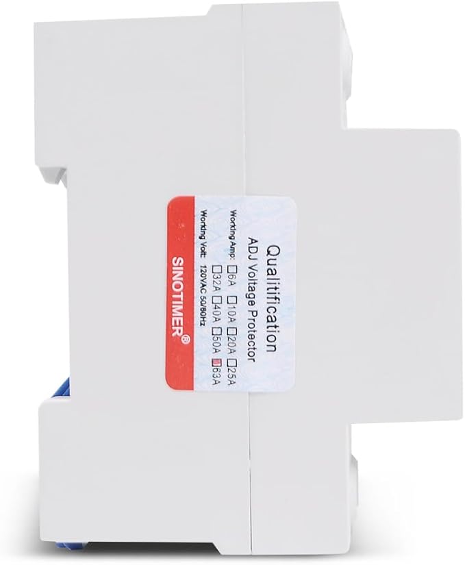 SVP916 SINOTIMER Dual LED Display 120VAC 80A Adjustable Voltage Surge Protector Relay with Limit Current Protection, Din Rail Installation in DB Home Usage (Green Display)