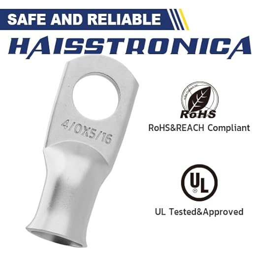 haisstronica 10pcs 4/0 AWG - 5/16"(M8) Tinned Copper Battery Lugs, Heavy Duty Wire Lugs with 10pcs 3:1 Adhesive Heat Shrink Tubing, 0000 Gauge Wire Lugs, Tinned Copper Battery Cable Ends