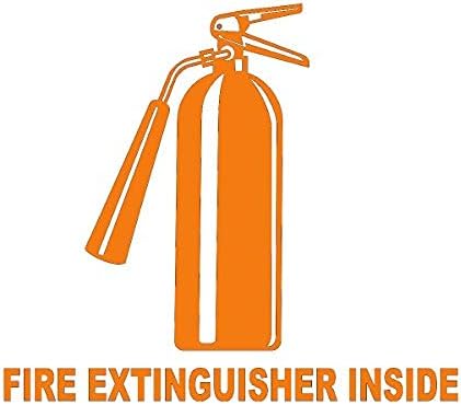 Fire Extinguisher Inside w/Symbol Trucking Business Vinyl Decal Sticker Orange