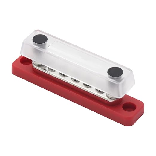 Gloaso 100A 12V Bus Bar Copper Power Distribution Block, 4x 3/16" Posts+ 5x #8/32 Screws Terminals Battery Buss Bar for RV Boat Solar Yacht Car Truck, Marine Busbars 48V DC, Negative&Positive 2 Pack