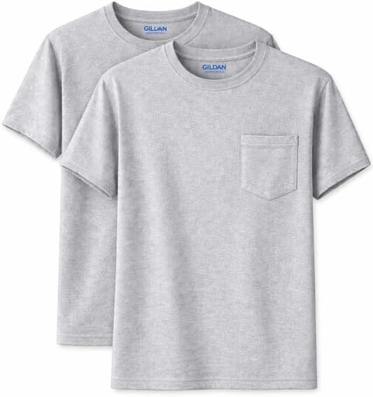Gildan Unisex Adult DryBlend Workwear T-Shirts with Pocket, 2-Pack