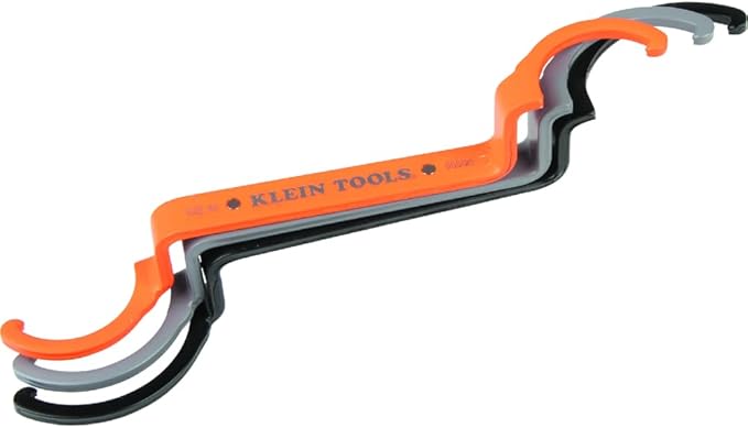 KLEIN TOOLS 50900R Conduit Locknut Wrench Set, Tighten and Loosen Locknuts in Tight Spaces, 1/2, 3/4 and 1-Inch, Offset Bends, 3-Piece