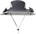 Solar Fan Hat Rechargeable 2Detachable Solar Fans,Water-Repellent Wide Brim Bucket Hat, Outdoor Camping Hiking Golf Sun Hat