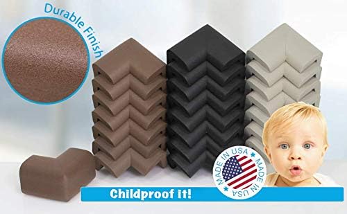 KidKusion Corner Cushion | Made in USA | Brown | 16 Pack | Furniture and Corner Protection
