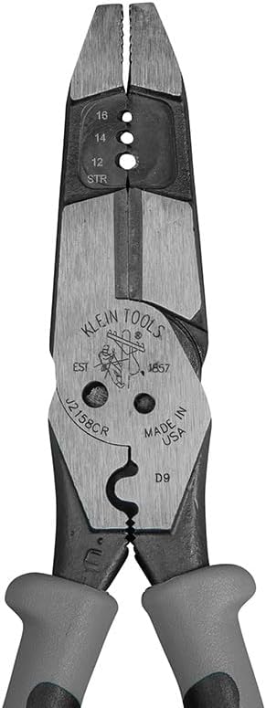 Klein Tools J215-8CR Multitool Pliers, Made in USA, Hybrid Multi Purpose Tool / Crimper, Wire Stripper, Bolt Shearing, Wire Grabbing, Twisting, Looping