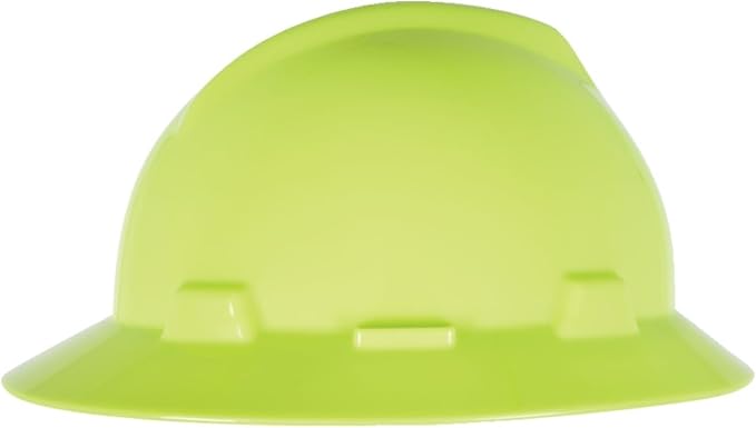 MSA V-Gard Full-Brim Hard Hat with Suspension - Polyethylene Shell, Superior Impact Protection and Self Adjusting Crown Straps - Standard Size Hard Hat